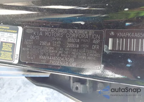 2016 Kia Forte Lx from USA, damaged, VIN KNAFK4A65G5476589